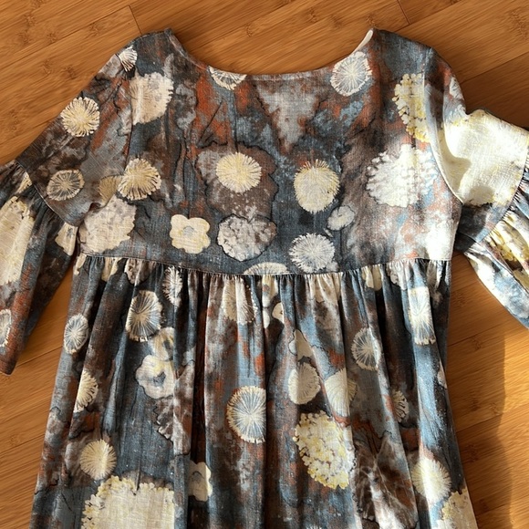 Bryn Walker 100% Linen Lagenlook long midi mustard yellow dress Size Sz small - Picture 9 of 9